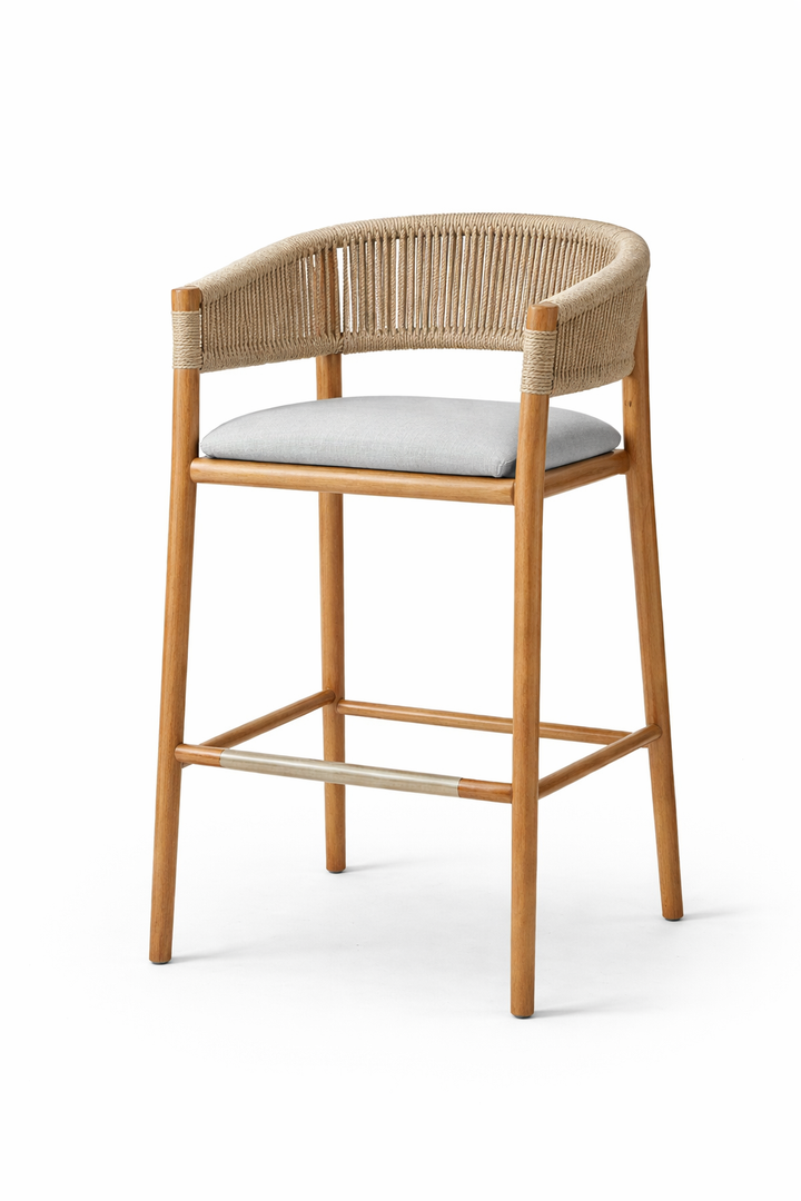 Coastal Rope Weave Outdoor Bar Chair
