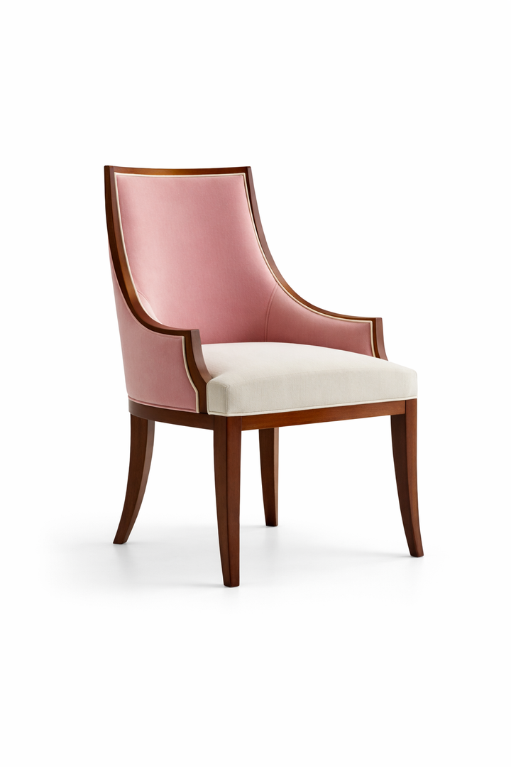 Blush Elegance Upholstered Dining Armchair