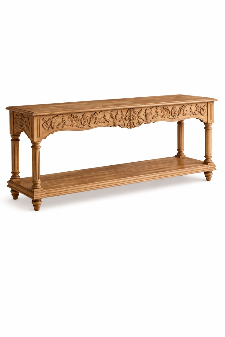 Royal Heritage Hand-Carved Wooden Console Table