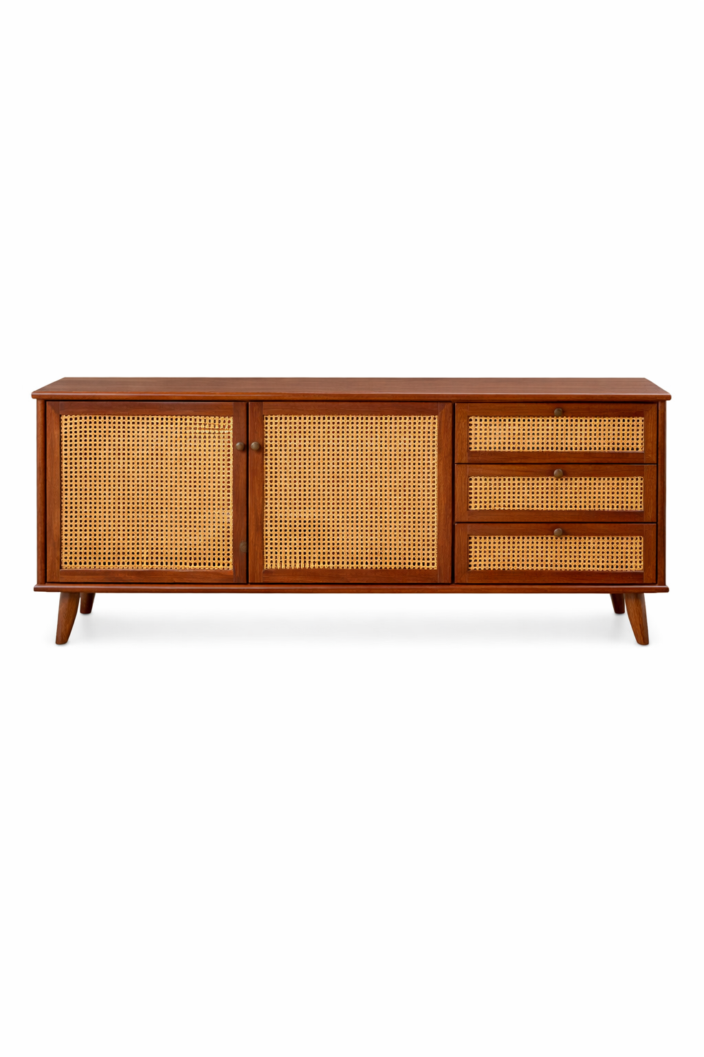 Cane Panel Wooden Sideboard Cabinet