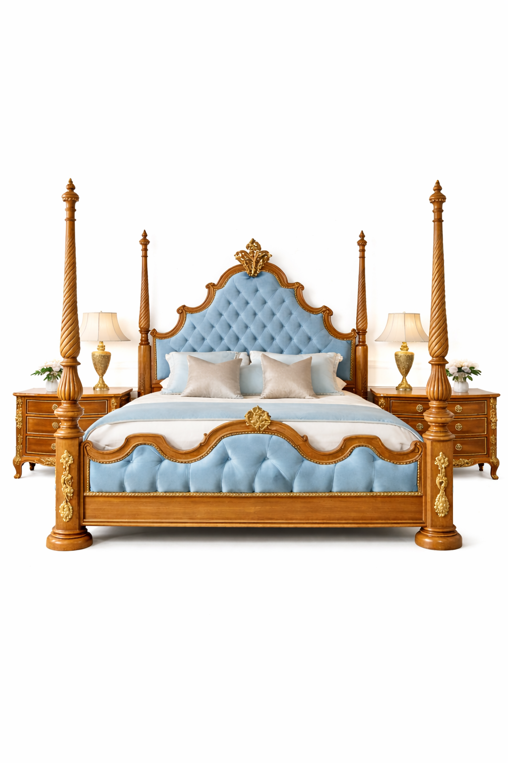 👑 The Maharaja Rajvilas Imperial Canopy Bed Teak Wood