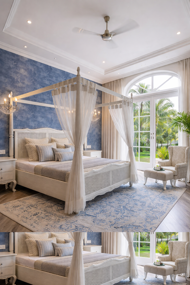 royal cane work with canopy bed