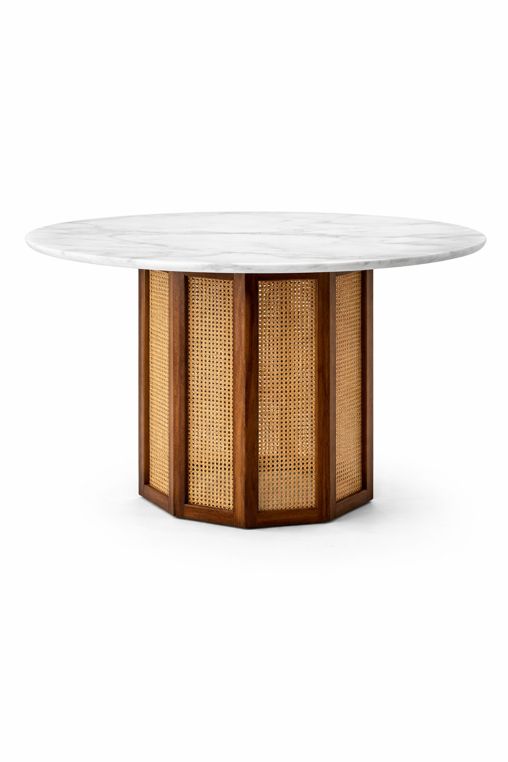 Luxe Cane Base Marble Top Dining Table