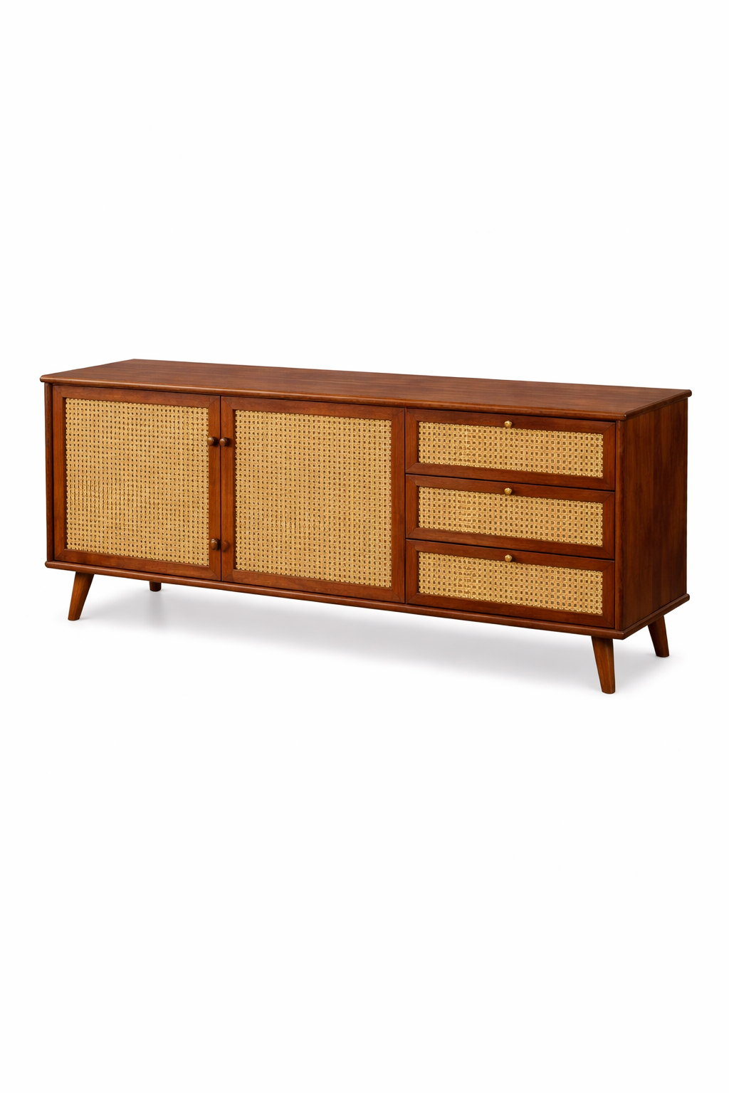 Cane Panel Wooden Sideboard Cabinet