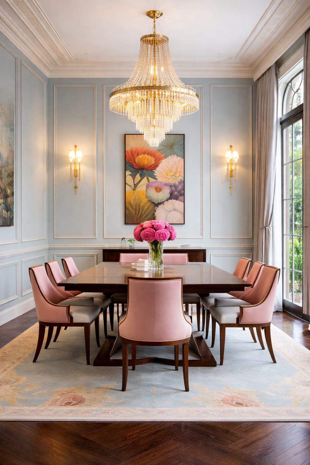 Blush Elegance Upholstered Dining Armchair
