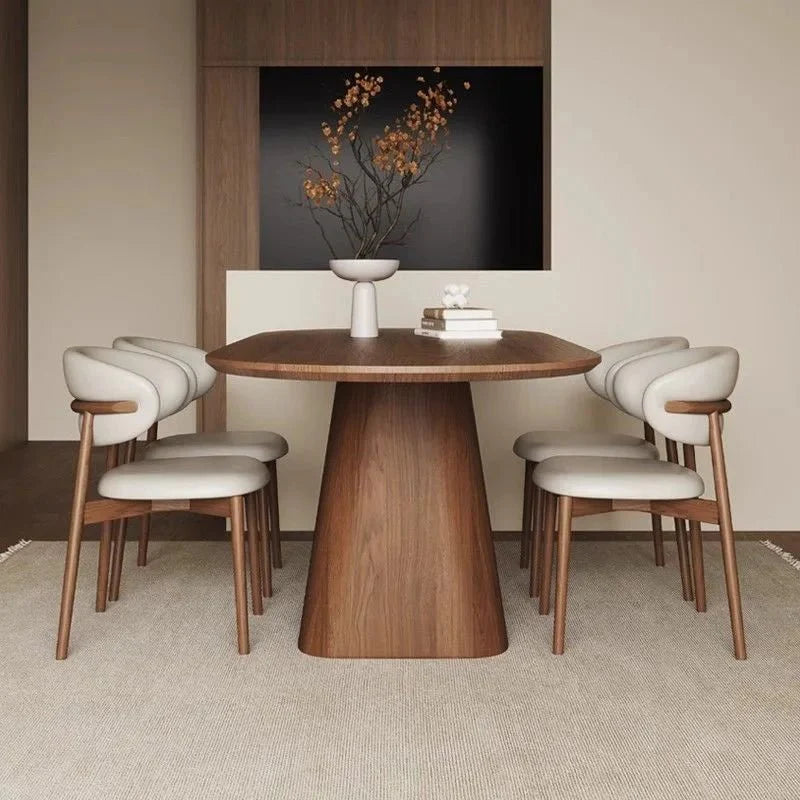 Walnut Curve" Upholstered Dining Chair